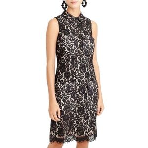 J. Crew Dress Black Lace overlay Sleeveless women size 8 cocktail formal event